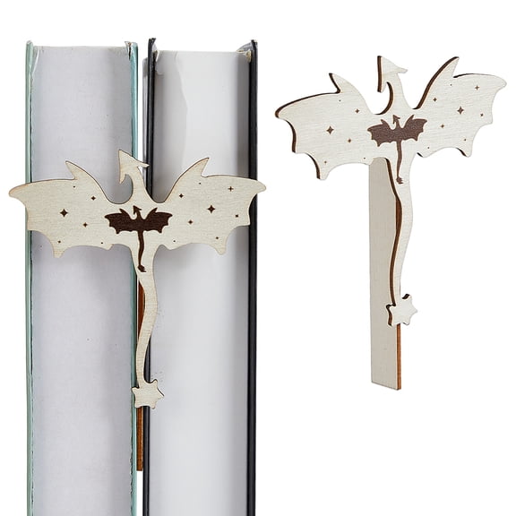 2 Sets Wooden Dragon Bookshelf Decorations Wood Booknook Accessories 10x9.8cm Cool Fourth Wing Merch Fantasy Dragon Bookend for Book Lover White