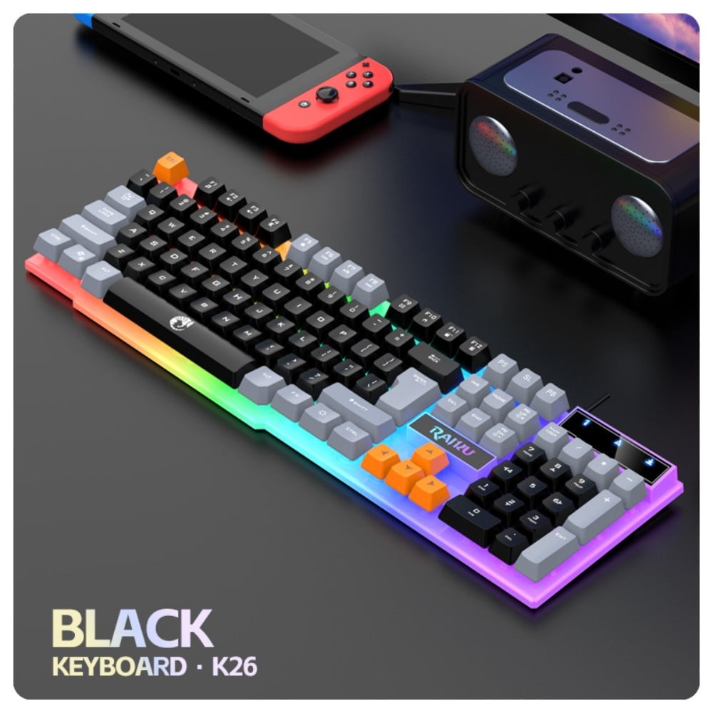 Wired keyboard - 104-key full-size backlit keys, ergonomic design, media keys and shortcut keys, Windows laptop desktop plug-and-play USB efficient typing, comfortable typing, computer keyboard
