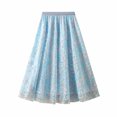 thumbnail image 4 of Elainilye Fashion Women's Flowy Skirt Solid Color Classic Silky High Waist Flowing Half Skirt,Blue, 4 of 7