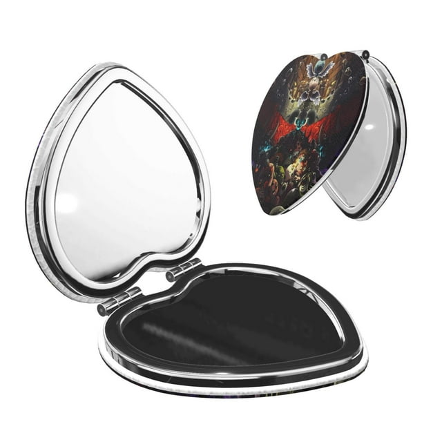 Zufioo The Binding of Isaac for Portable Pocket Makeup Mirror, Foldable Handheld Magnifying Beauty Mirror Suitable for Wallet Handbag for Women-Heart Shape