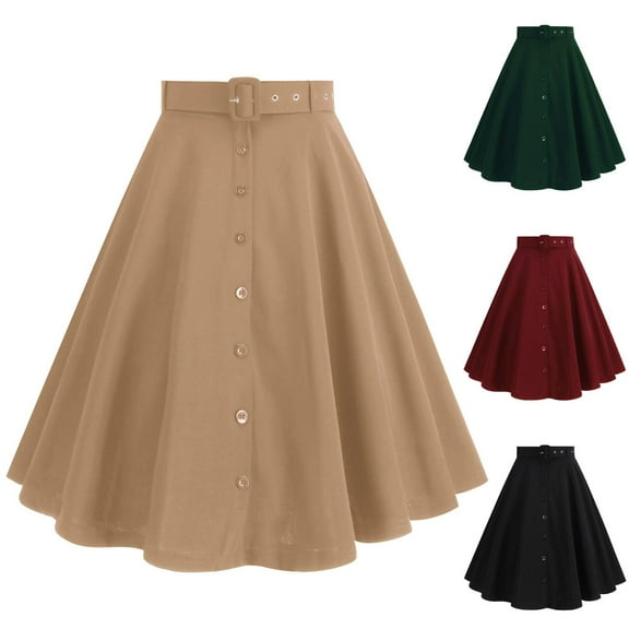 THDHVS Women Skirt,Casual Skirts for Women,Women's Fashionable European and Style Temperament Half Skirt and Ankle Half Skirt Black L