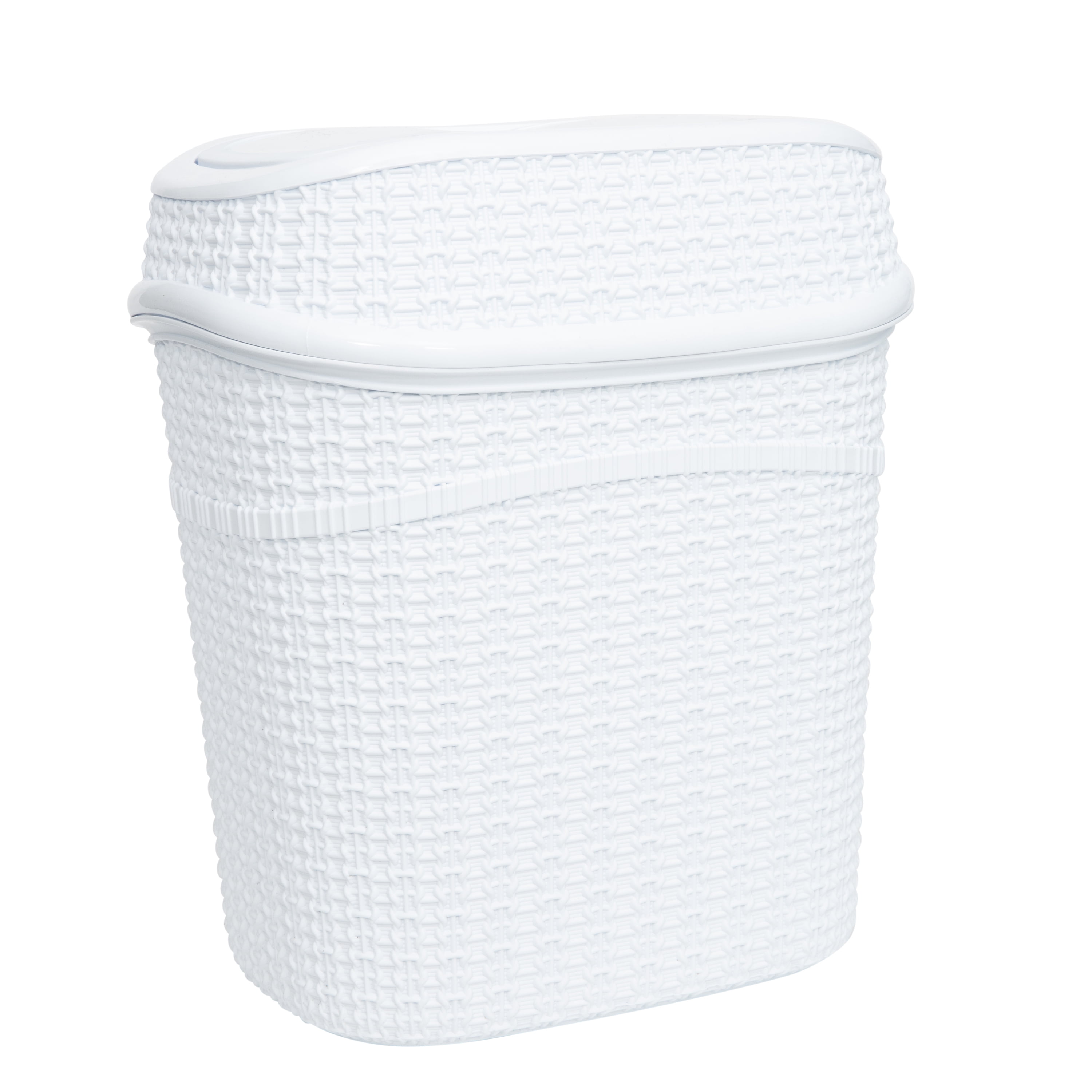 Bath Bliss 2.5 gal Sailor Knot Plastic Swing Top Bathroom Trash Can, White