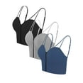 thumbnail image 2 of Spencer 3 Pack Women's Seamless Zip Front Sports Bra Removable Pad Yoga Bra Adjustable Cami Lounge Bra Longline Sleep Bra Workout Crop Tops (Black,Gray,Blue), 2 of 11