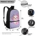 thumbnail image 3 of Uorisanigo Pink Axolotl School Bags for Girls 6-12 Backpack with Lunch Bag Water Bottle Sleeve and Soft Pencil Case 4PCS Set Bookbag with Front Pocket 17 inch School Bag, 3 of 7
