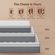 GREOO Queen Size Mattress in a Box 12 Hybrid Cooling Gel Memory Foam with Individually Pocket Coils Firm Pressure Relief Certified materials