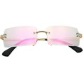 thumbnail image 1 of XINQIHANG Retro Rimless Rectangle Sunglasses for Women Men Tinted Lens Gold Metal Frameless Vintage Square Glasses, 1 of 5