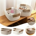thumbnail image 2 of XEOVHV Multifunctional Storage Basket Household Small Item Storage Basket Sundries Storage Basket Snack Desktop Cotton Rope Woven Storage Box, 2 of 7