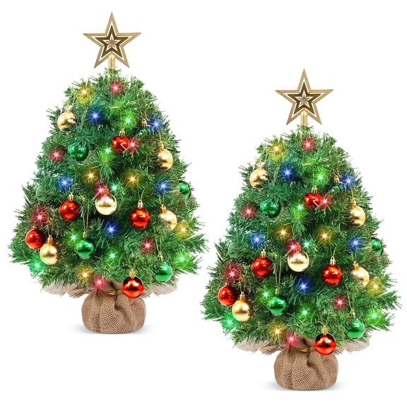 Yexmas 2PCS Pre-lit Artificial Mini Christmas Tree,30 Inch Small Tabletop Xmas Tree for Indoor Outdoor Christmas Decor