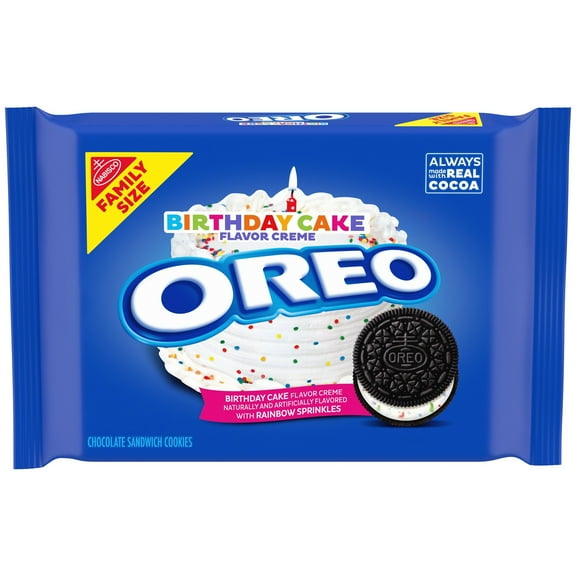 OREO Birthday Cake Chocolate Sandwich Cookies Family Size - 17 oz- Pack of 2