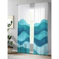 thumbnail image 4 of Teal Blue Sheer Curtains 108 Inch Long 2 Panels, Ombre Ocean Wave Abstract Watercolor Modern Art Light Filtering Rod Pocket Semi Sheer Curtains, Sheer Voile Drapes for Living Room Bedroom, 52"x108", 4 of 5