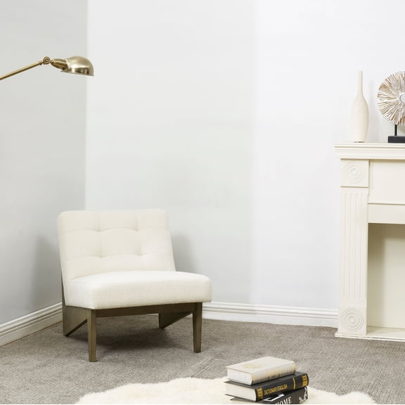 SAFAVIEH Couture Nelly Scandinavian Polyester Blend Solid Accent Chair, Ivory/Light Grey