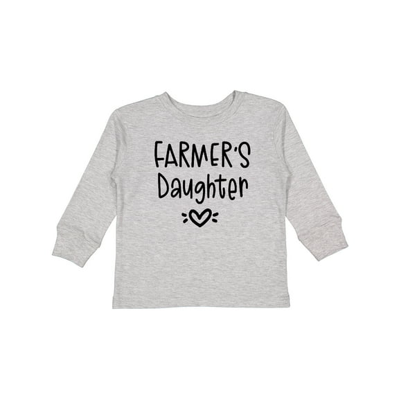 Inktastic Farmer's Daughter Heart Design Girls Long Sleeve Toddler T-Shirt