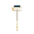 thumbnail image 3 of Rosec Jewels London Blue Topaz Halo Engagement Ring with Diamond - Asscher Cut Ring - AAA Grade Certified - With Jewelry Box, 18K Yellow Gold, US 3.00, 3 of 8