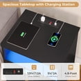 thumbnail image 3 of AOGLLATI Night Stand with Charging Station and Fluted Panel, 2 Drawers Black Nightstand with LED Lights and Open Storage Cubby, Modern LED Bedside Table with Metal Handle for Bedroom, 3 of 8