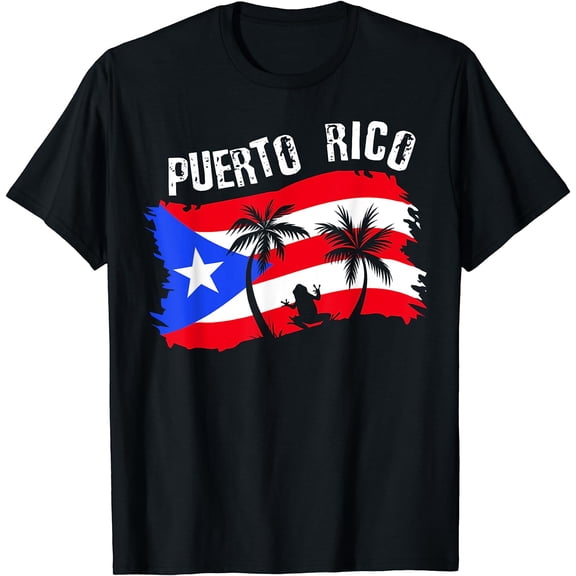 Distressed Style Puerto Rico Frog Gift design Puerto Rico! T-Shirt Black Small
