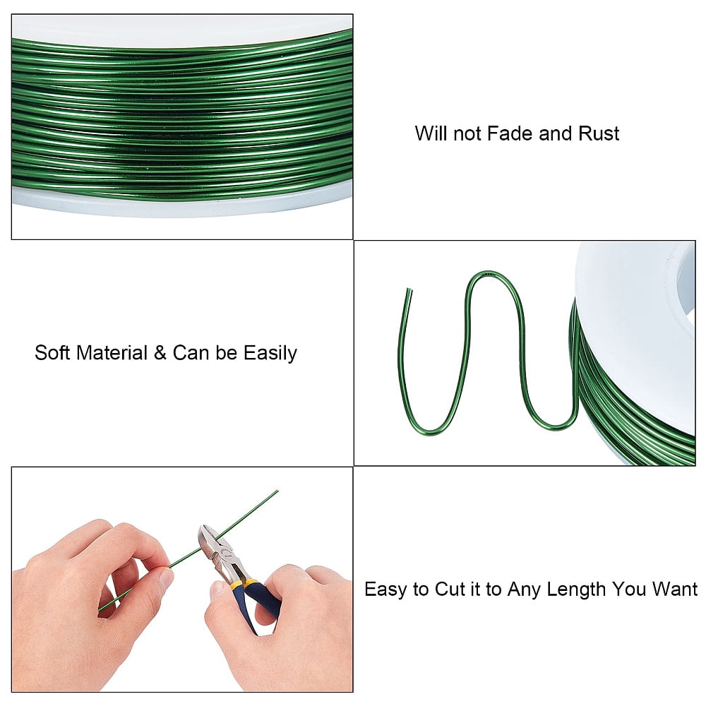1set Jewelry Kits with Aluminum Wire and Iron Side Cutting Pliers Lime Green 1mm about 23m/roll 6rolls/set