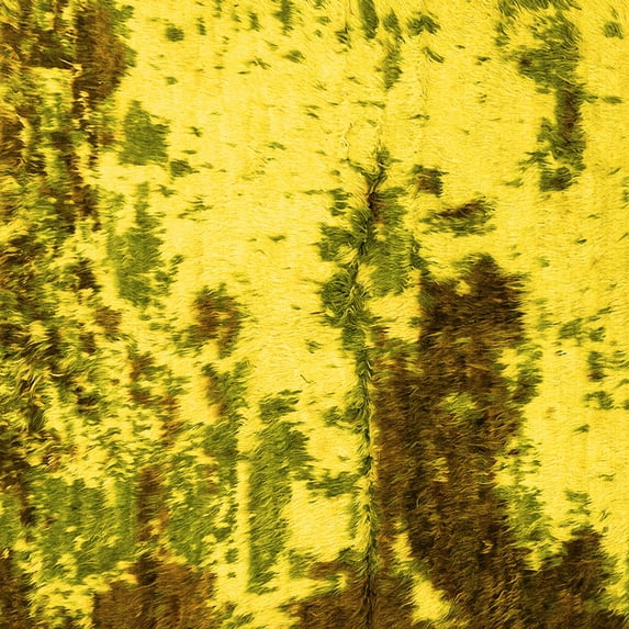Ahgly Company Machine Washable Indoor Square Abstract Yellow Modern Area Rugs, 8' Square