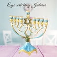 thumbnail image 5 of Matashi Hand Painted Enamel Menorah Candelabra Star of David Design w/ Gold Accents & Crystals, 5 of 7