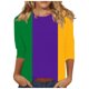 thumbnail image 2 of RKSTN Mardi Gras 3/4 Sleeve T Shirts for Women Top Oversized Crewneck Carnival Mask Print 3/4 Length Sleeve Shirt Womens Casual Round Neck Mask Tuesday Carnival Party Three Quarter Sleeve Tee Shirt, 2 of 5