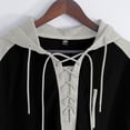 thumbnail image 5 of Men's Colorblock Short Sleeve Hoodie T-Shirt | Cotton Blend Pullover Hooded Top | Crewneck, Athletic Fit, Kangaroo Pocket | Breathable, Stretch Fabric | Casual Daily, | Zenithor,Black L, 5 of 9