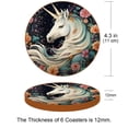 thumbnail image 3 of Unicorn 6PCS Round Coasters, Microfiber Leather Drink Coasters 11x11 cm/4.3x4.3 in, Set of 6 Absorbent Coasters for Drinks, Coasters for Home Decor, 3 of 6