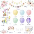 thumbnail image 2 of Decoraciones para fiestas de unicornio YANSION Arco de globos 3D con globos de ágata morada Mantel para niña, 2 of 6