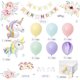 thumbnail image 2 of Decoraciones para fiestas de unicornio YANSION Arco de globos 3D con globos de ágata morada Mantel para niña, 2 of 6