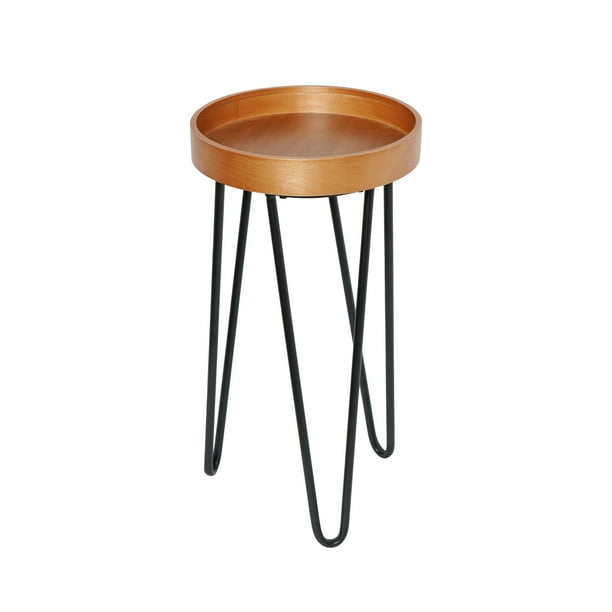 Wood Metal Round Hairpin Legs Mid Century Modern Industrial Accent End Side Small Coffee Table 23 5 X 12 Com Wood Metal Round Hairpin Legs Mid, Wood And Metal Hudson Pub Table Plans