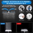 thumbnail image 4 of Regadera para baño 8 pulgadas cabezal cuadrado alta presión 5 modos fija con teléfono y tubo extensión 1,5 m cromo, 4 of 8