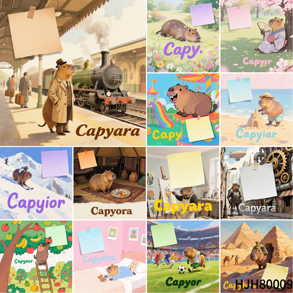 Trending! Capybara-Themed Mini Note Cards 100-pack | 3.54"x3.54" Self-Stick Emotional Messages | Ideal for Office Desk Decor, School Lockers & Home Reminders
