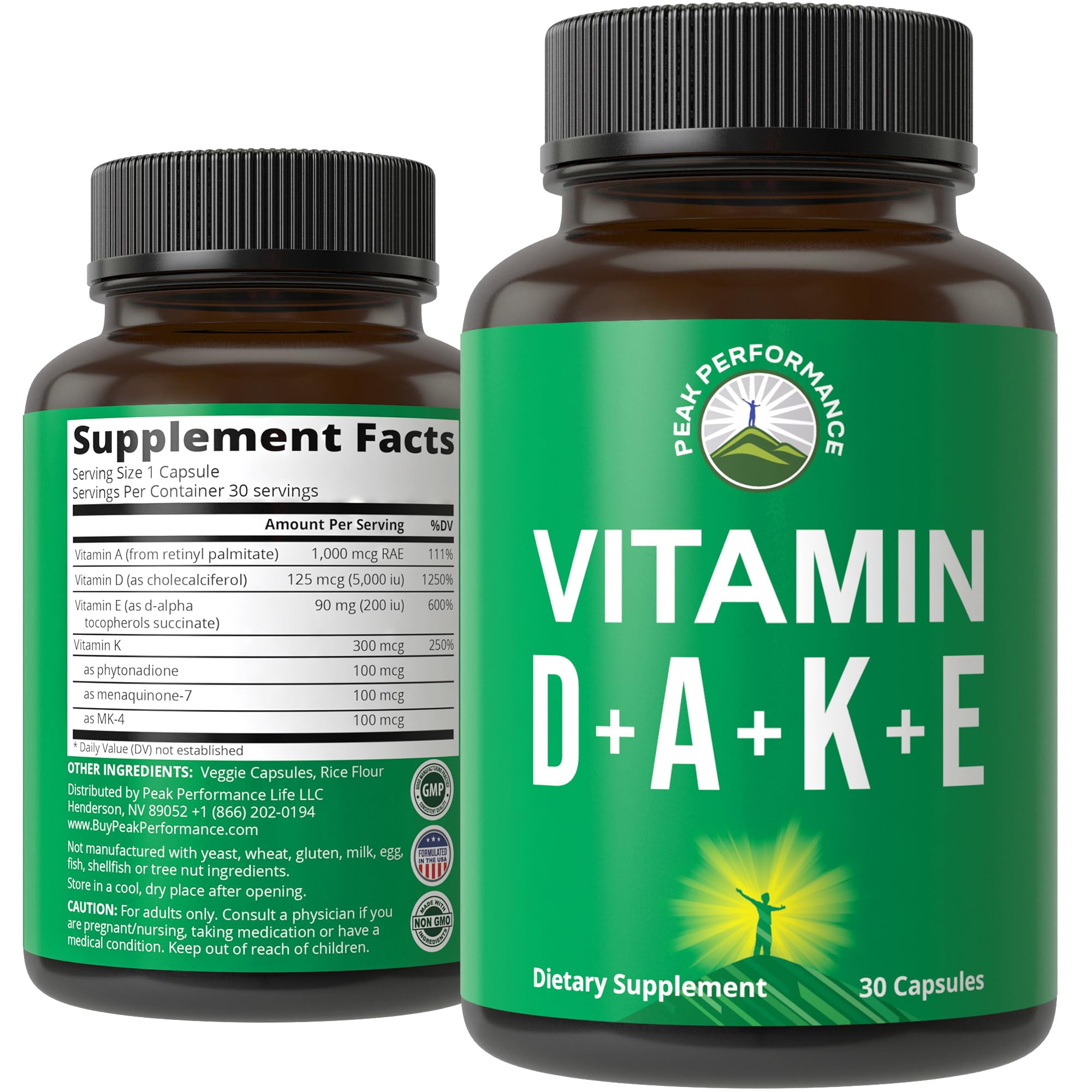 Suplemento Peak Performance DAKE Vitamina ADKE 5,000 UI vegano | Bodega ...