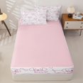 thumbnail image 4 of Manfei Kawaii Dachshund Zipper Twin Comforter Sets with Fitted Sheet and 2 Pillowcases, Simple Bone Print Zipper Bedding Set, White Magenta, Pink Reversible, 4-Piece, 4 of 7