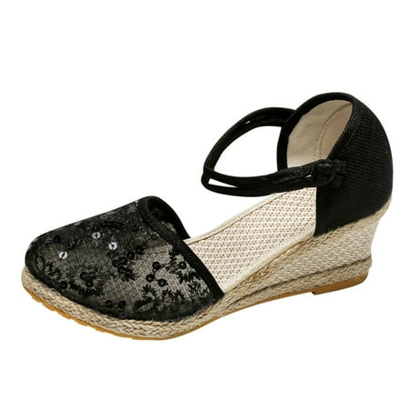 

fvwitlyh Coach Sandals for Women Womens Espadrille Wedge Sandals Closed Toe Wedge Lace Up Ankle Wrap Slingback Sandals