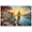 Unframe-style, variant on Coastal Mediterranean Village Sunset Canvas Wall Art Sailing Ship Lighthouse Seascape Oil Painting Style Posters Wall Decor for Living Room Bedroom Home Pictures