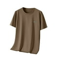 thumbnail image 2 of HOOMEUMY Men's Summer Solid Color Crew Neck Short Sleeve T-Shirt Basic Slim Fit Tee Stretch Casual Lightweight Breathable Tops Brown 58, 2 of 7