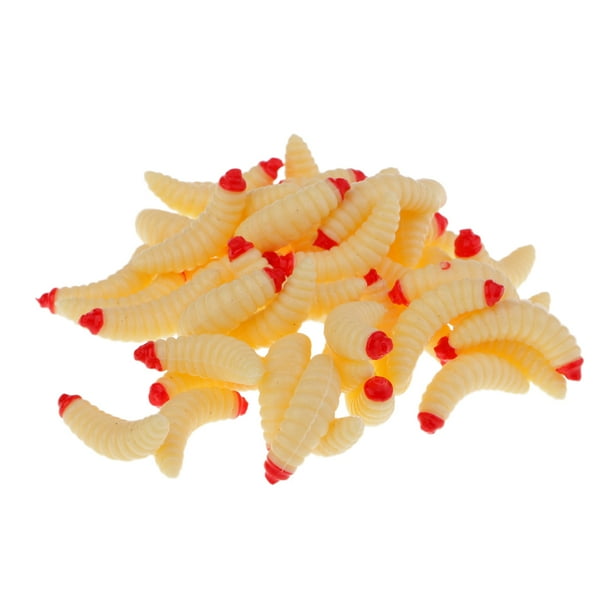 Cebos de señuelos blandos, 50 piezas de lombrices , cebos s s, señuelos de pesca de 2,4 cm Beige Sharpla Señuelos de pesca biónicos