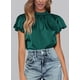 thumbnail image 5 of Blusa para Mujer PRETTYGARDEN Manga con Volantes Satín Verde Oscuro XXL, 5 of 5
