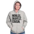 thumbnail image 3 of Worlds Okayest Cousin Family Relative Unisex Fleece Graphic Zip Up Hoodie Brisco Brands 5X, 3 of 5