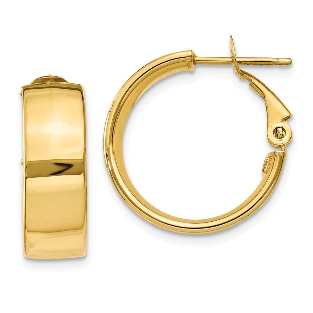 FB Jewels Solid 14K Yellow Gold Polished W/Lines Oval Twisted Hoop Earrings FB Jewels Solid 14K Yellow Gold Polished W/Lines Oval Twisted Hoop Earrings