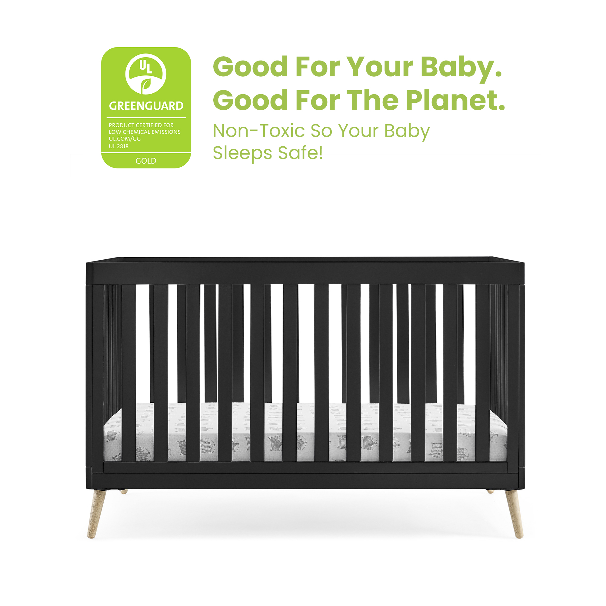 Delta Children Essex 4-in-1 Convertible Baby Crib - Greenguard Gold Certified, Ebony/Natural - image 3 of 11