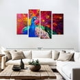 thumbnail image 3 of Elephant Stock Blue Peacock Wall Art - Horizontal Multi Panel Canvas - Living Room Wall Decor - Animal Multi Panel - Red And Orange Decor - 75" x 48", 3 of 8