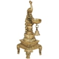 thumbnail image 2 of 10 Inch Peacock Bell Lamp on Unique Pedestal Brass - Handmade Decorative Lamp, 2 of 3