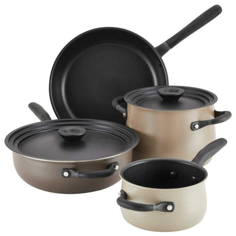 Meyer Accent Series 6pc Aluminum Nonstick and Stainless Steel Induction  Cookware Essentials Set Cinder and Smoke