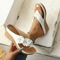 thumbnail image 3 of THDHVS Sandals Women,Women's Fashion Casual Summer Style Solid Color One Line Flower Outer Wear Beach Sandals Wedge Heel Thick Bottom Slippers White 6.5, 3 of 5