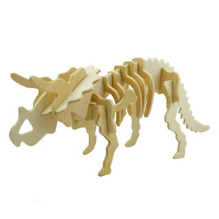 EROCK 3D Wooden Dinosaur Puzzle - 4 Piece Set Wood Dinosaur Skeleton Model  Puzzle - DIY Wooden Crafts 3D Puzzle - Toys Gifts for Kids and Adults 