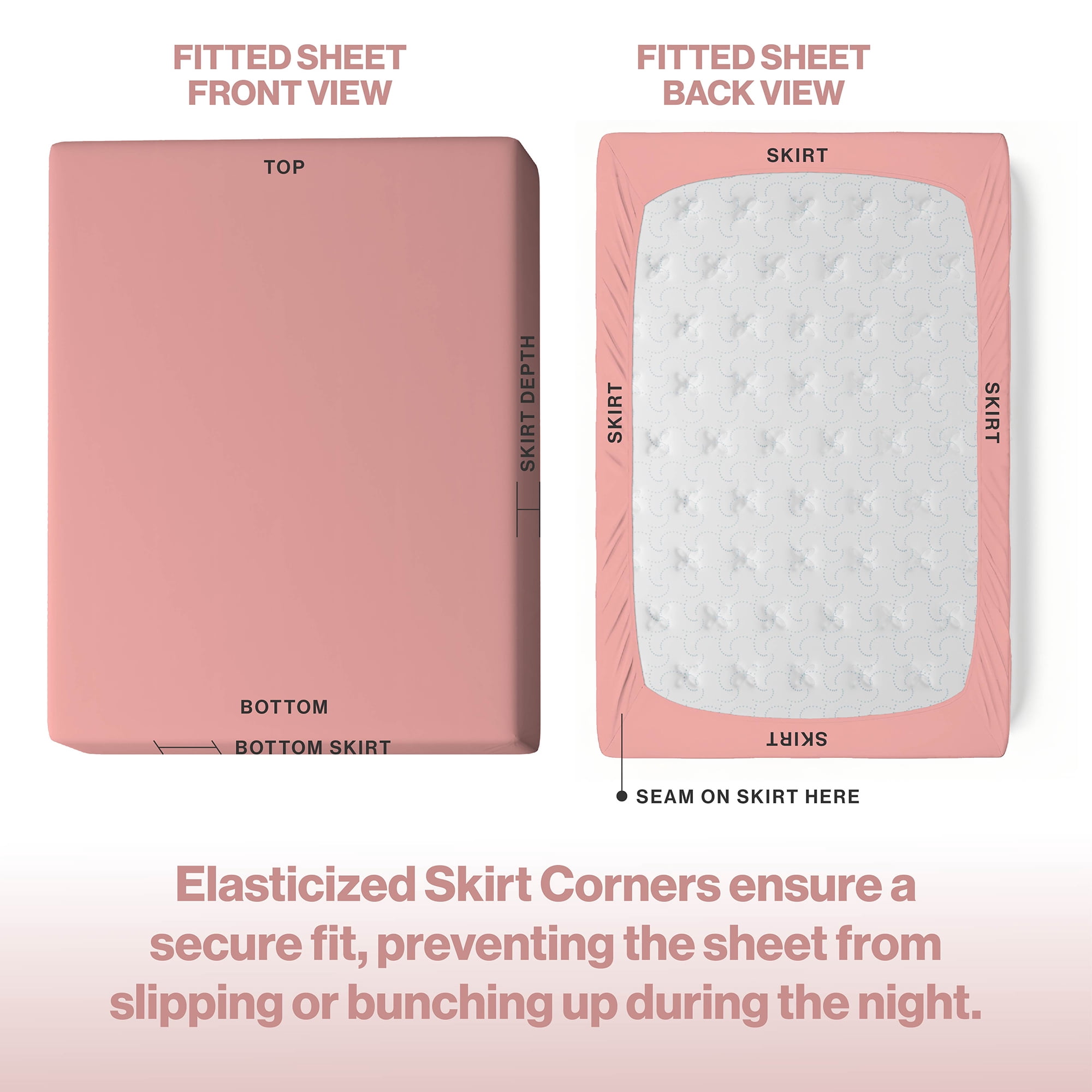 Superity Linen Short Queen Fitted Sheet Made from Cotton. Moisture Wicking Cotton Bed Sheet for Breathable, Dry, and Comfortable Night's Sleep. 200 Thread Count. (Pink)