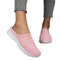 thumbnail image 5 of Women's Mesh Knit Mule Sneakers - Slip-on Backless Walking Shoes, Lightweight Breathable Casual Loafers, Comfortable Sporty Slides for Travel & Daily Wear,Pink,38, 5 of 10
