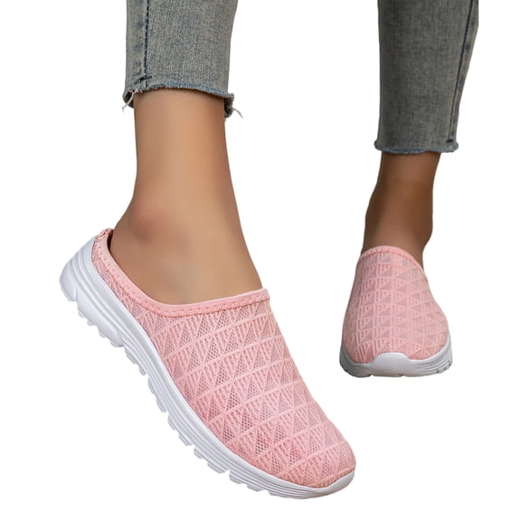 Willtoo Orthopedic Mule Clogs for Women Knitted Slip On Lightweight Mule Sneakers with Arch Support Closed Round Toe Open Back Breathable Flats Shoes Comfortable Low Top Outdoor Walking Shoes