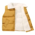 thumbnail image 1 of Chaleco acolchado cálido con capucha para niñas y niños, ropa de abrigo con forro de franela suave y aislante (amarillo y beige), 1 of 5