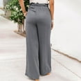 thumbnail image 6 of Pntutb Womens Plus Size Solid Color Linen Sashes Straight Casual Long Pants Trousers Gray XXL, 6 of 6